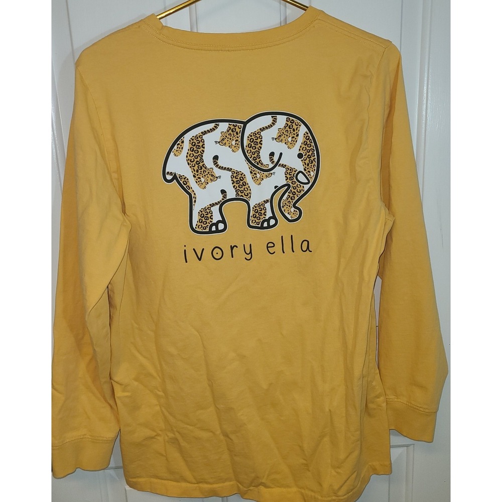 Ivory Ella Shirt Elephant Jaguar Yellow Womens Sz XL Cotton 100% Organic Cotton